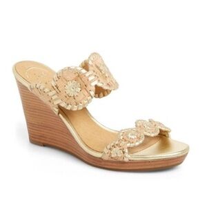 Jack Rogers Gold and Tan Wedge Sandals